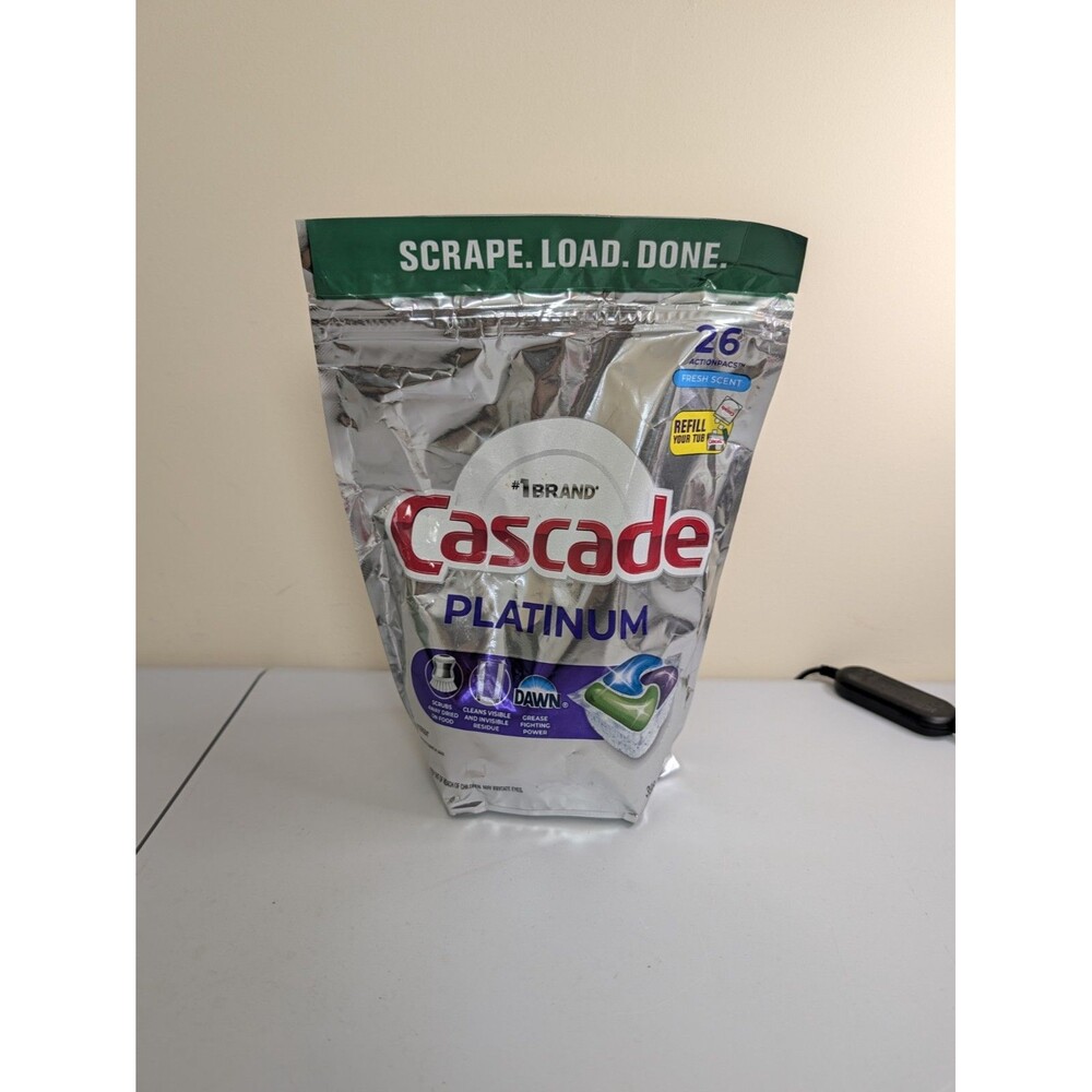 Cascade Platinum Dishwasher Detergent ActionPacs Fresh Scent 26 ct Refill Bag
